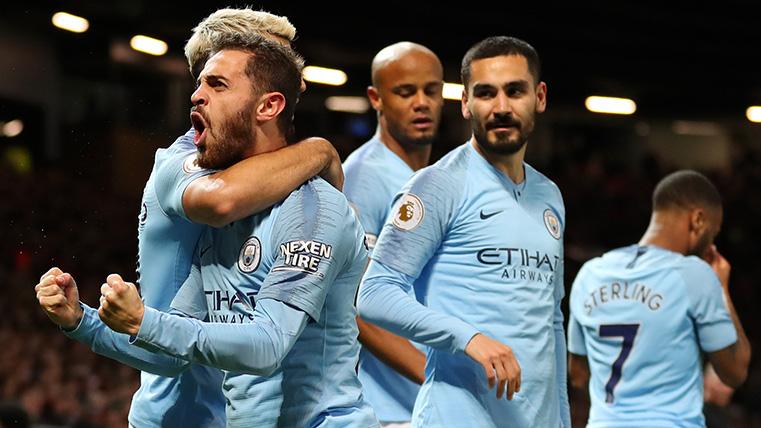 The Manchester City celebrates a goal this year in the Premier