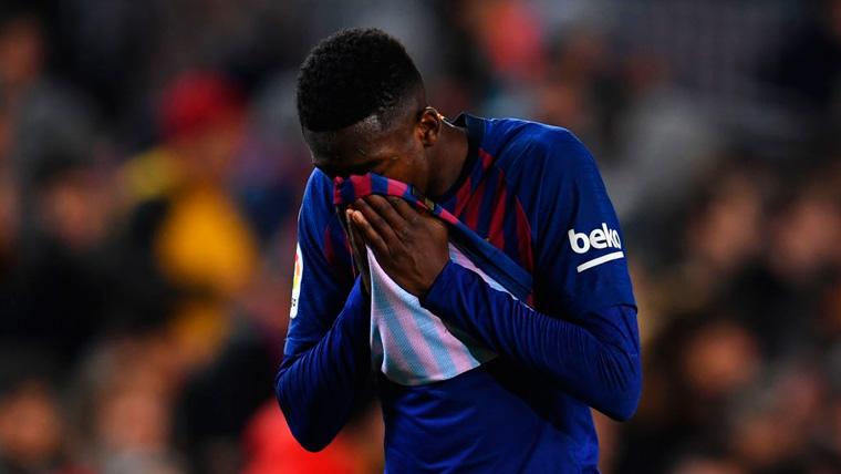 Ousmane Dembélé en un partido con el FC Barcelona