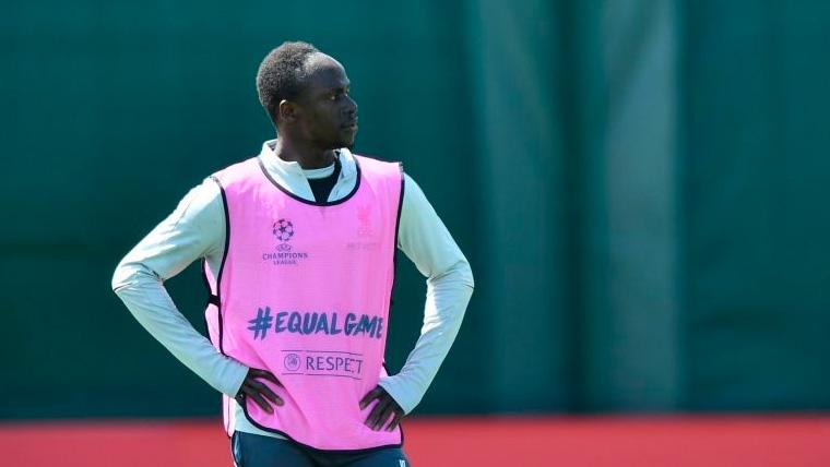 Sadio Mané In a training of the Liverpool