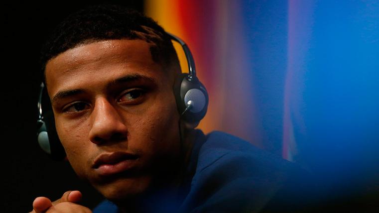Jean-Clair Todibo, during a press conference with the FC Barcelona