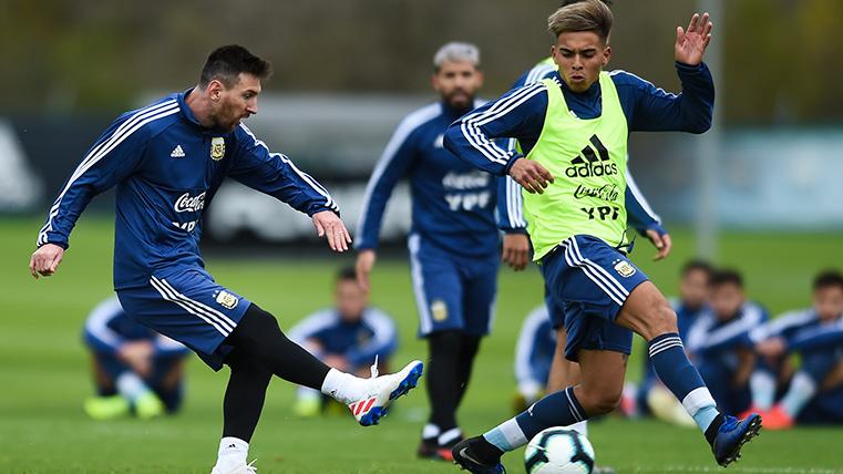 Leo Messi, durante un entrenamiento con la selección de Argentina