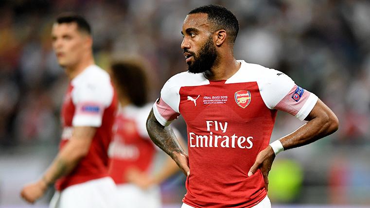 Lacazette, during the final of UEFA Europe League in front of Chelsea in Bakú