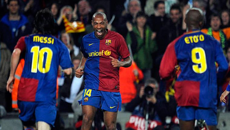 Leo Messi, beside Henry and to Eto'or