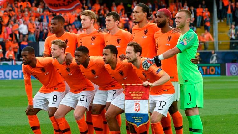 El once de la selección de Holanda en un partido de la UEFA Nations League
