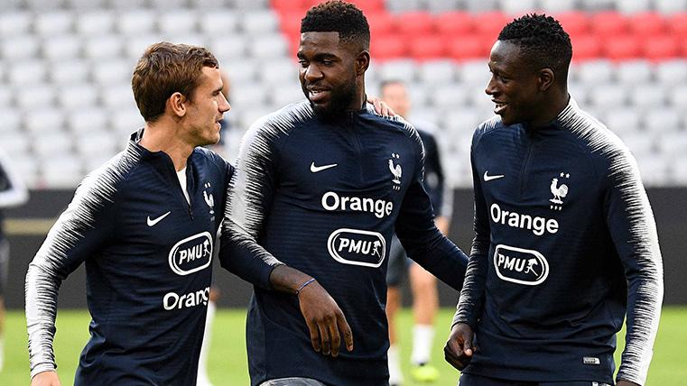 Antoine Griezmann, Samuel Umtiti and Mendy, during a train with France