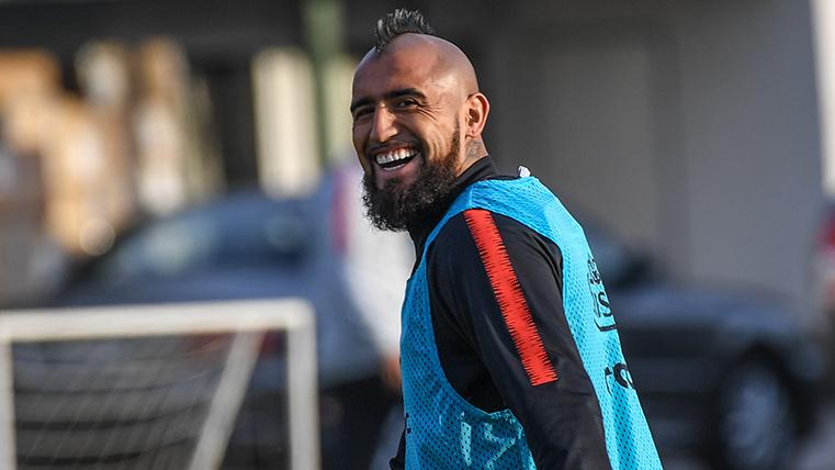 Arturo Vidal, during a training with the selection of Chile