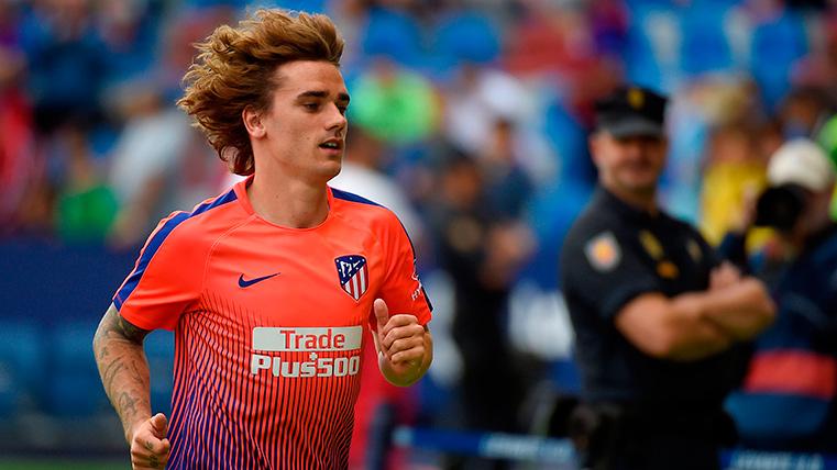 Antoine Griezmann, durante un calentamiento con el Atlético de Madrid