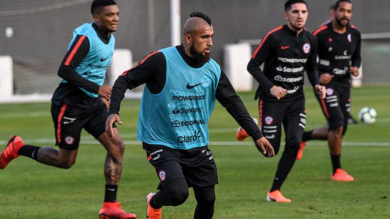 Arturo Vidal, during a train with the selection of Chile
