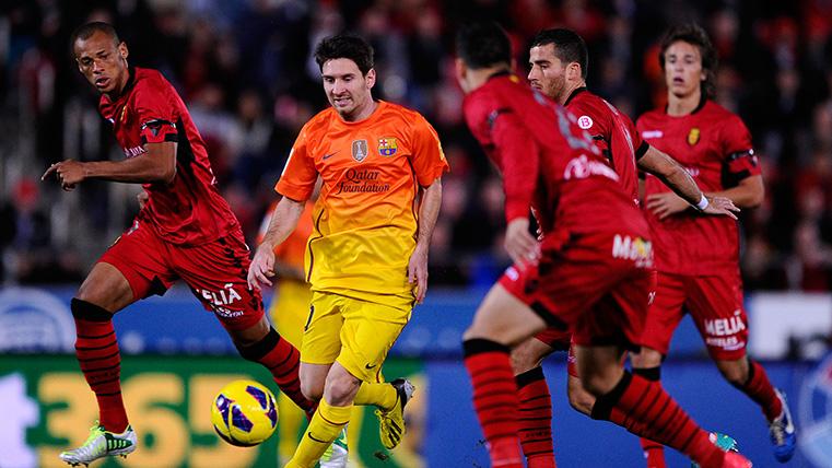 Messi en un partido contra el Mallorca hace años