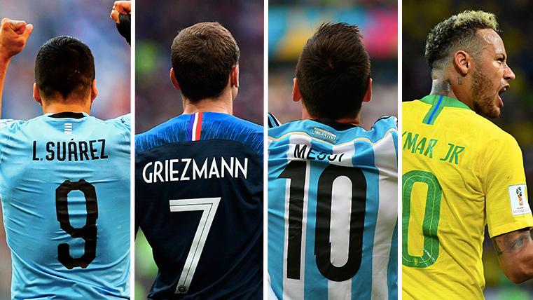 Suárez, Griezmann, Messi and Neymar, the stars of his national selections
