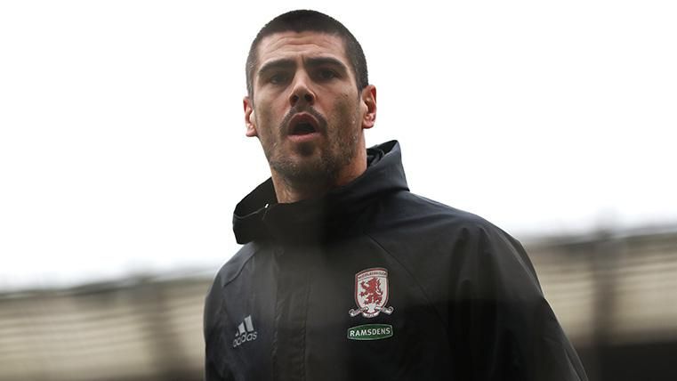 Víctor Valdés, during a party with the Middlesbrough in an image of archive