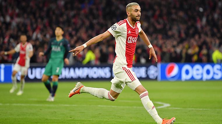 Hakim Ziyech, celebrating a marked goal with the Ajax