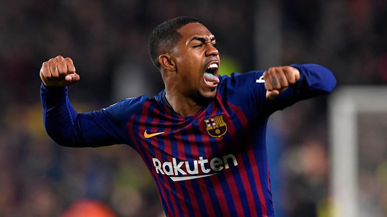 Malcom Oliveira, celebrating a marked goal with the Barça in a Classical