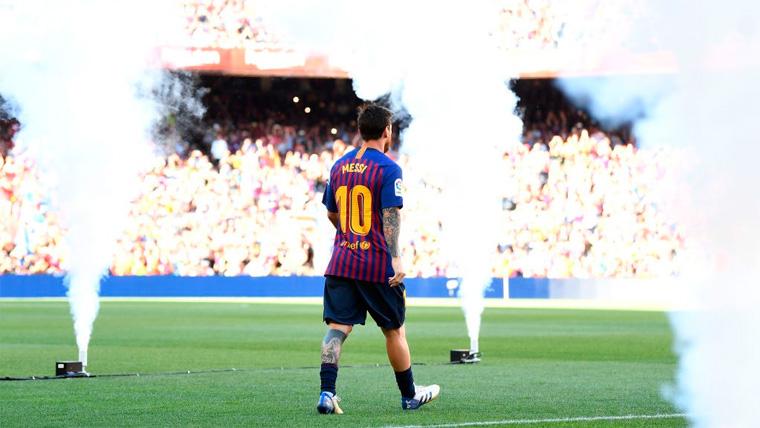 Leo Messi en la presentación del Trofeo Joan Gamper