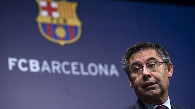 Josep Maria Bartomeu, during an appearance in front of the means