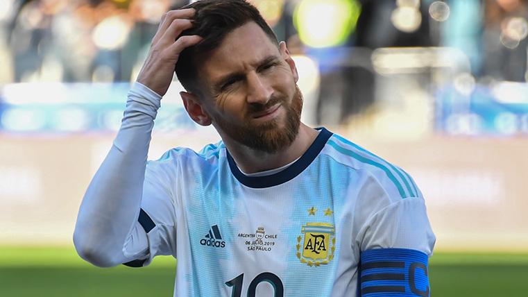 Leo Messi, antes de un partido con la selección de Argentina en la Copa América