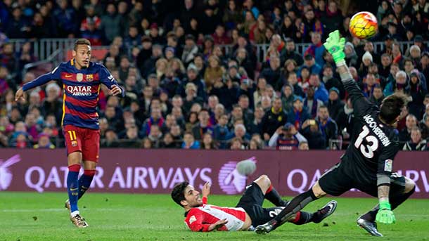 The Brazilian forward neymar left sample of his class with a played perfect to give the assistance to ivan rakitic in front of the athletic