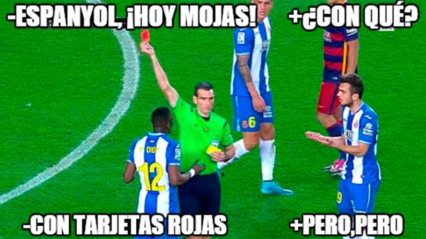 Las tarjetas rojas, felipe caicedo, la msn y la dureza del rcd espanyol, los mejores memes del partido del fc barcelona