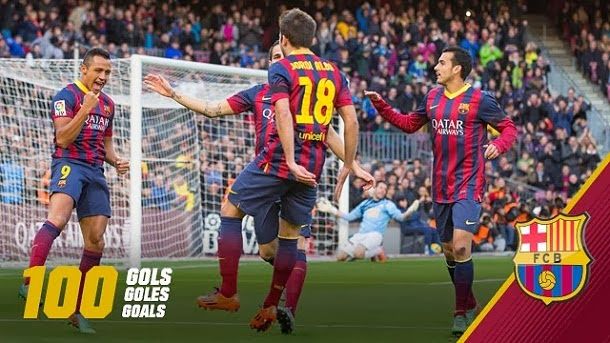 The fc barcelona reaches the 100 goals this season