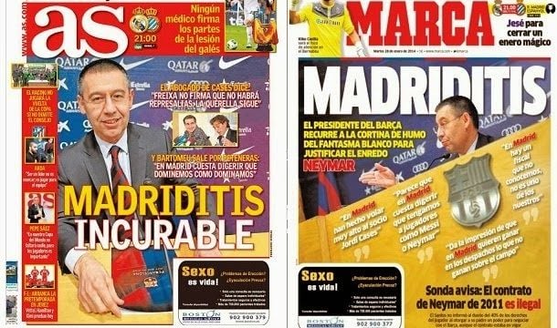 La prensa madrileña sufre un nuevo ataque de "barcelonitis"
