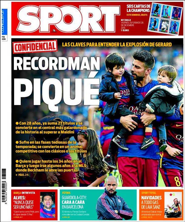 Cover of the newspaper sport, Friday 25 December 2015