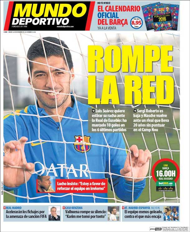 Cover of the periodic sportive world, Saturday 28 November 2015
