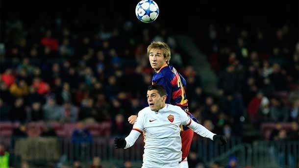 El canterano azulgrana jugó sus primeros 45 minutos de champions league esta temporada ante la roma