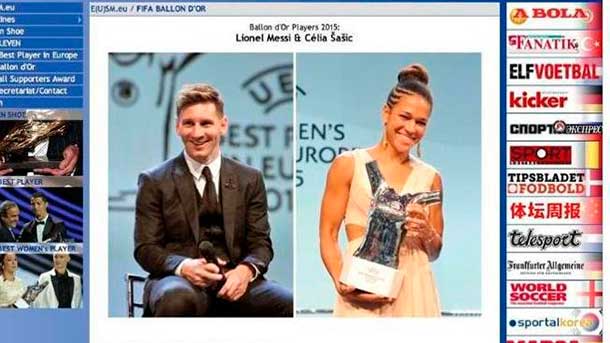 The esm published a news with read messi and cecilia sasic like winners of the balloon of gold 2015 that afterwards erased
