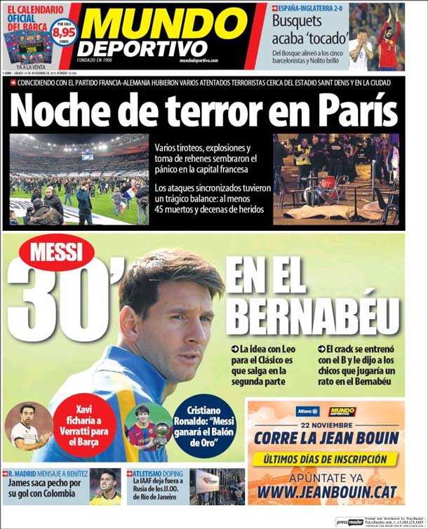 Cover of the periodic sportive world, Saturday 14 November 2015