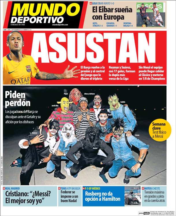 Cover of the periodic sportive world, Monday 2 November 2015