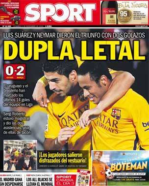 Cover of the newspaper sport, Sunday 1 November 2015