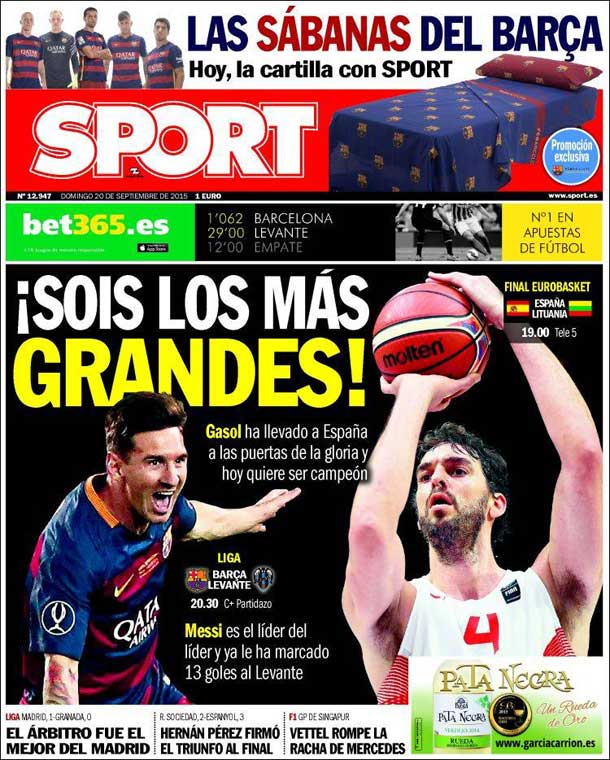 Cover sport: "you are the biggest!"