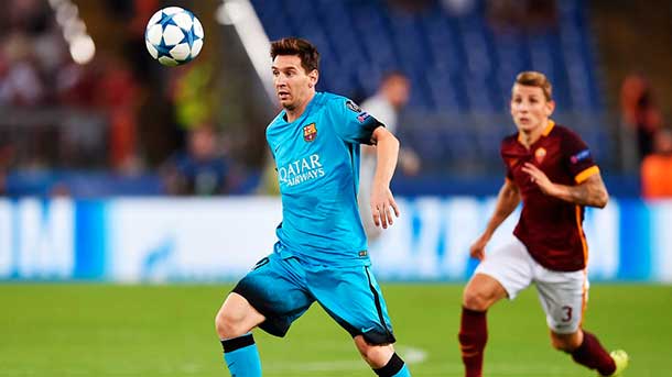 The forward of the fc barcelona read messi fulfils 100 parties in champions in front of the blunt