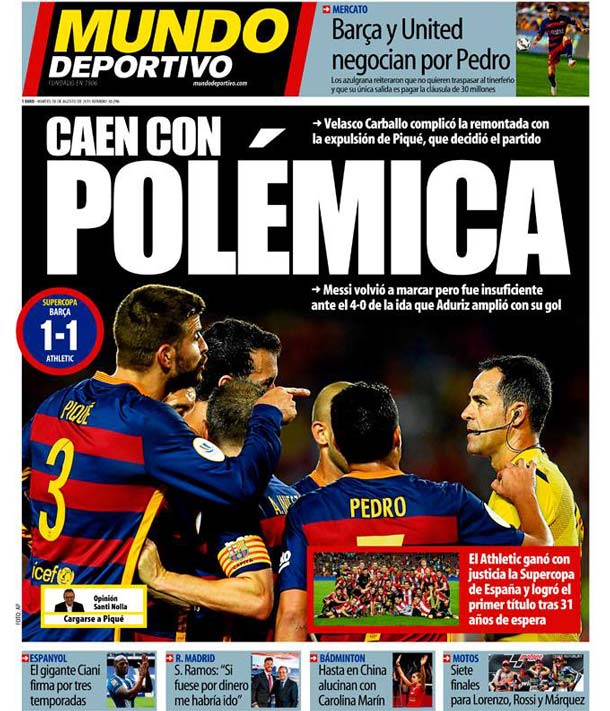 Portada del diario mundo deportivo, martes 18 de agosto de 2015