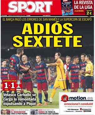 Cover of the newspaper sport, Tuesday 18 August 2015