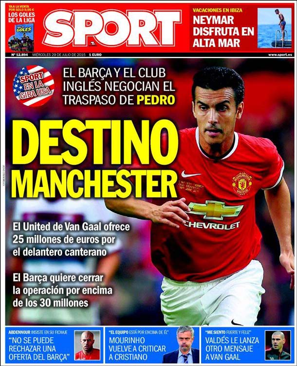 Cover of the newspaper sport, Wednesday 29 July 2015