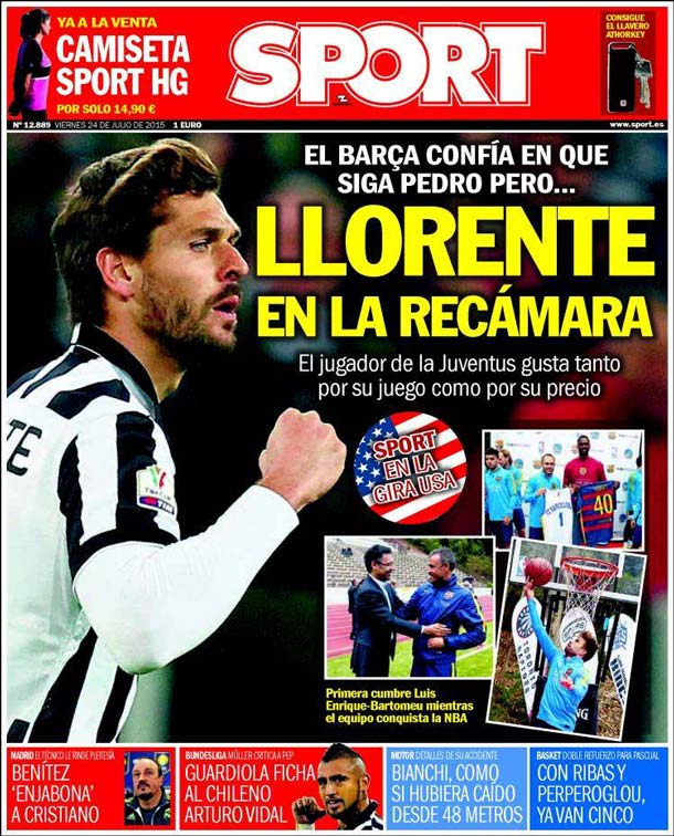 Cover of the newspaper sport, Friday 24 July 2015