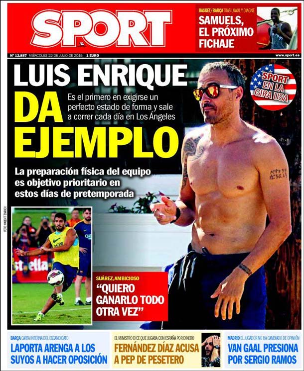 Cover of the newspaper sport, Wednesday 22 July 2015