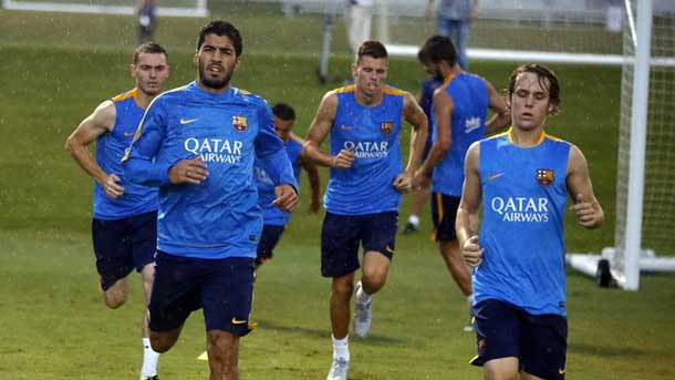 The ones of luis enrique trained  under the rain in states joined