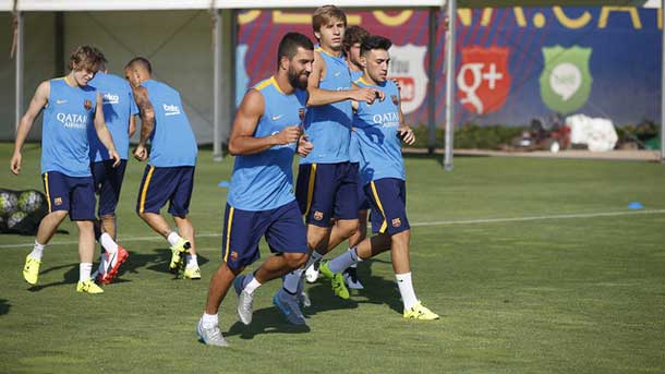 The players sweated in the second session of work