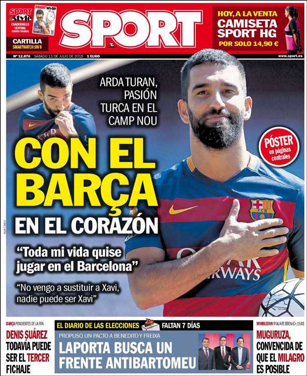 Cover of the newspaper sport, Saturday 11 July 2015