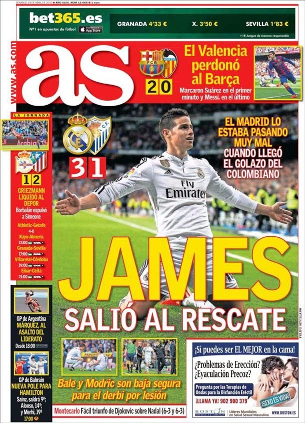 James went out to the rescue (real madrid 3 1 málaga)