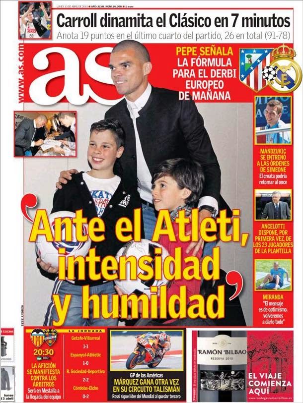 Pepe: "in front of the atleti, intensity and humility"