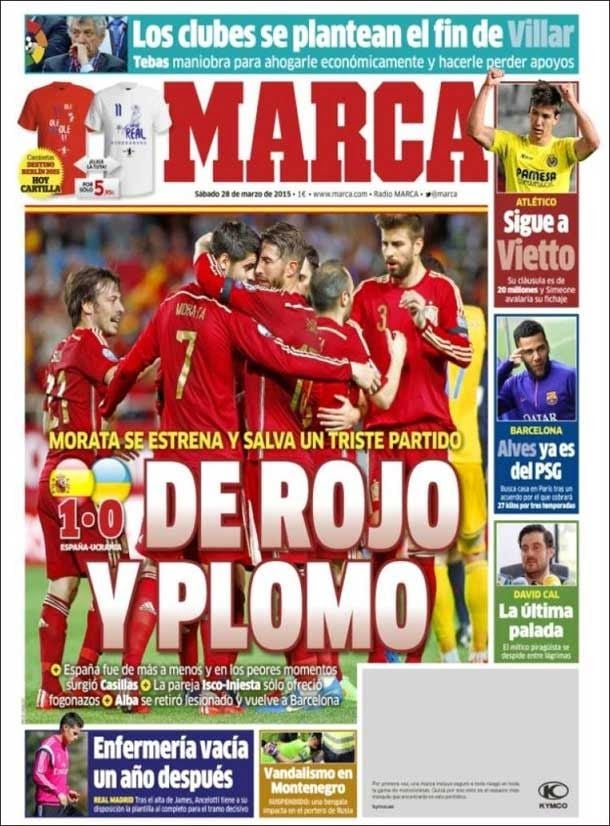La selección española sólo fue capaz de ganar 1 0 a ucrania