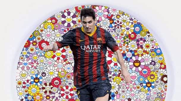 The picture "messi and a universe of flowers", of murakami