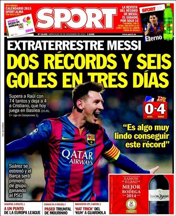 Cover Sport (26/11/2014) - Alien Messi