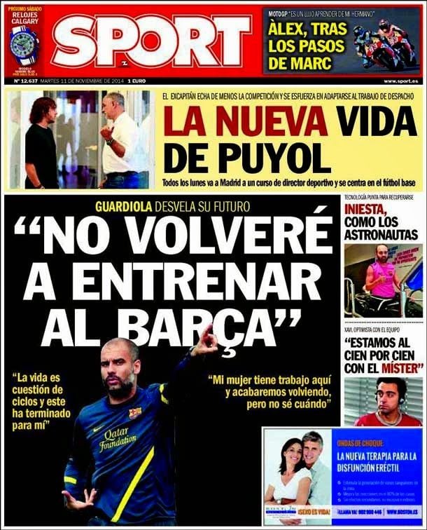 Pep guardiola: "I will not go back to train to the barça"