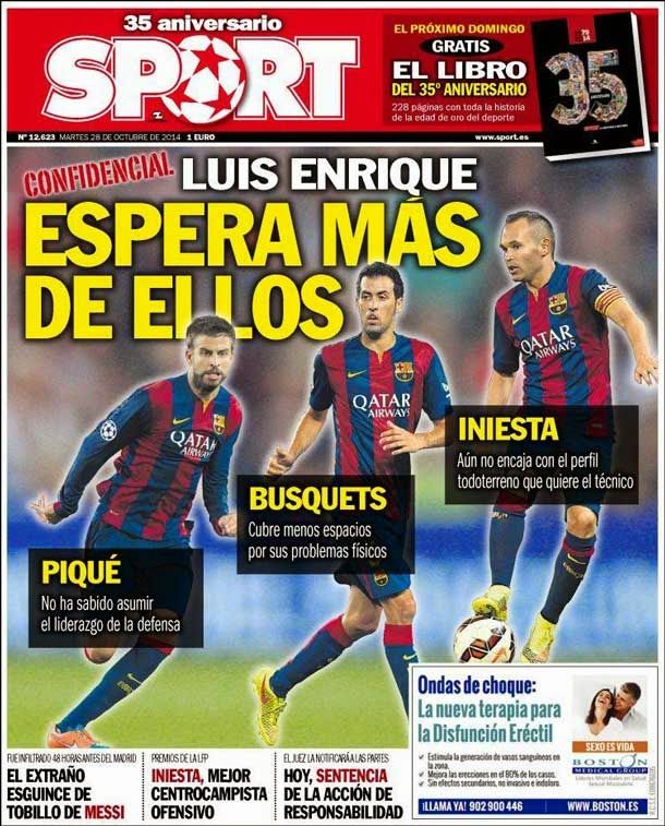 Luis enrique expects more than them (hammered, busquets and iniesta)
