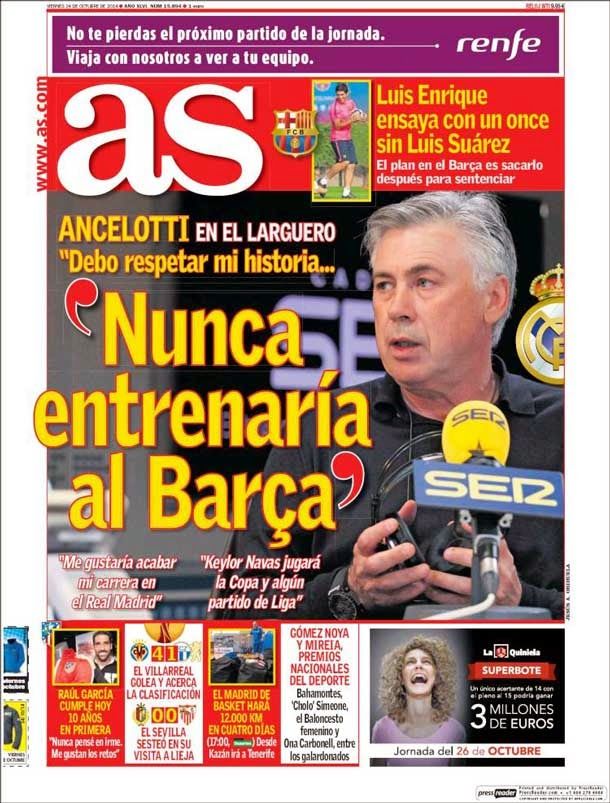 Ancelotti: "nunca entrenaría al barça"