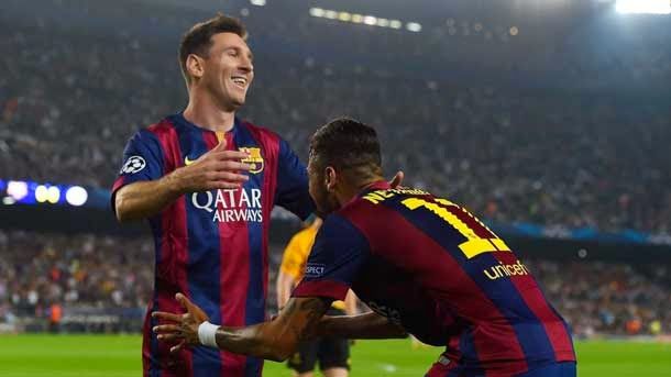 The barcelona has imposed  to the ajax with goals of neymar, messi and sandro
